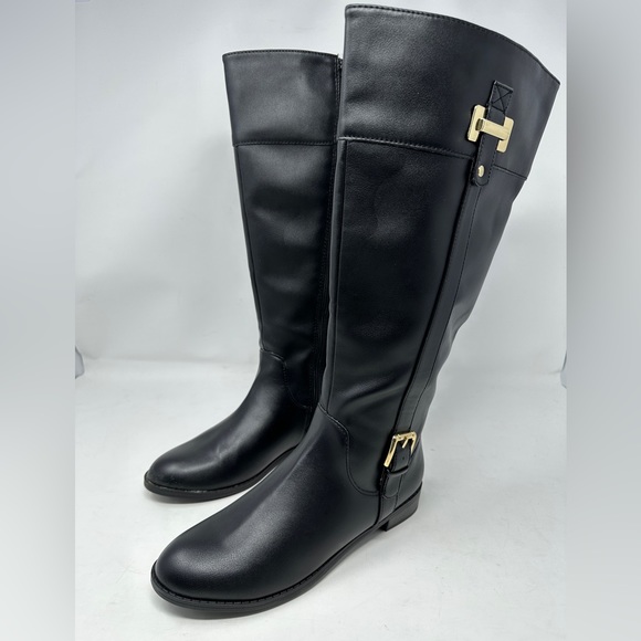 Karen Scott Deliee2 Round Toe Knee High Riding Boots Black Women 7 Wide Calf NIB - Picture 2 of 8
